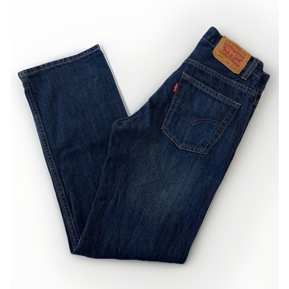 Levis 505 Regular Jeans Boys 14 Slim Dark Wash Blue Straight Leg Denim 5505-390